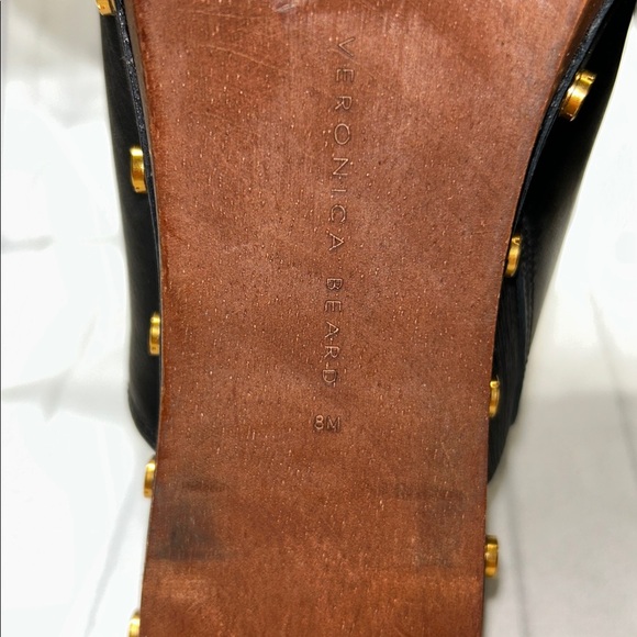 Veronica Beard Giles Block Heel Mule Clogs, Black,Size 8M Bohemian leather Heel - Picture 11 of 12